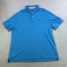 Tommy Hilfiger Shirt Mens XL Blue Polo Short Sleeve Spellout Preppy Casual Adult