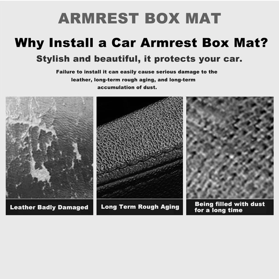 Car Armrest Cover Pad Center Console Box PU-Leather Cushion Mat Car Accessories Foto 2 de 4