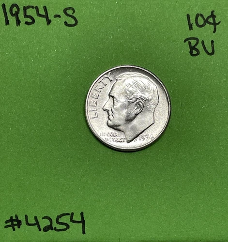 1954 S Roosevelt Dime 10c BU Uncirculated Mint State 90% Silver