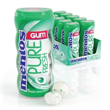 Mentos Pure Fresh Sugar-Free Chewing Gum with Xylitol, Spearmint, 15 Piece Bottl