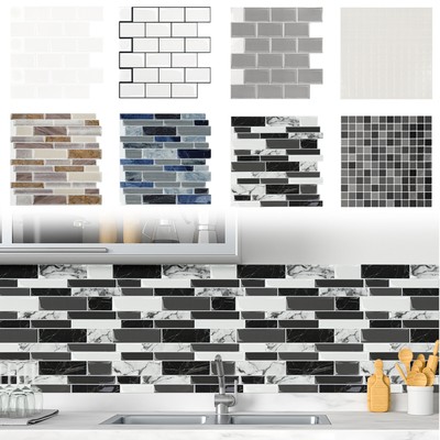 10x Wandaufkleber Fliesenfolie 3D Fliesenaufkleber Selbstklebende Marmor Mosaik