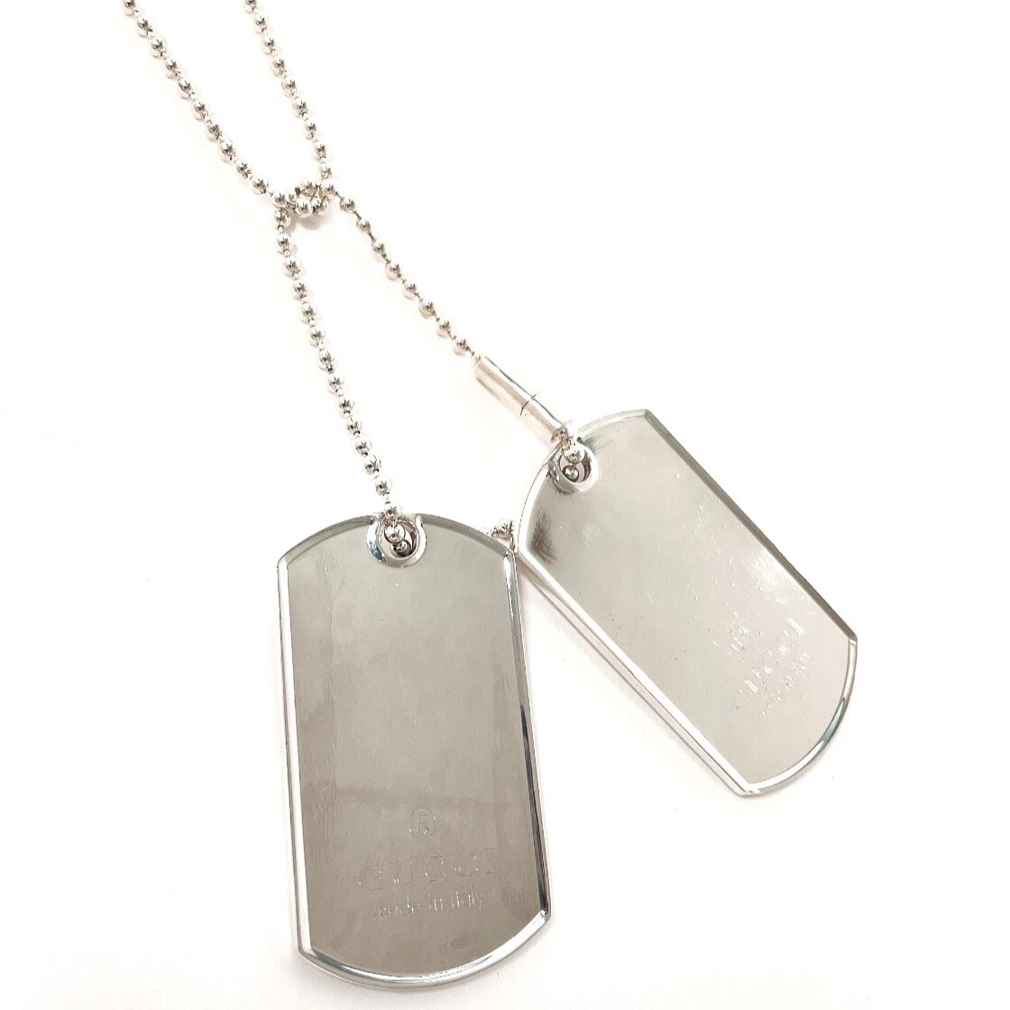 GUCCI Collana Etichetta Cane Doppia Piastra Catena Sfera Argento925 Accessorio unisex