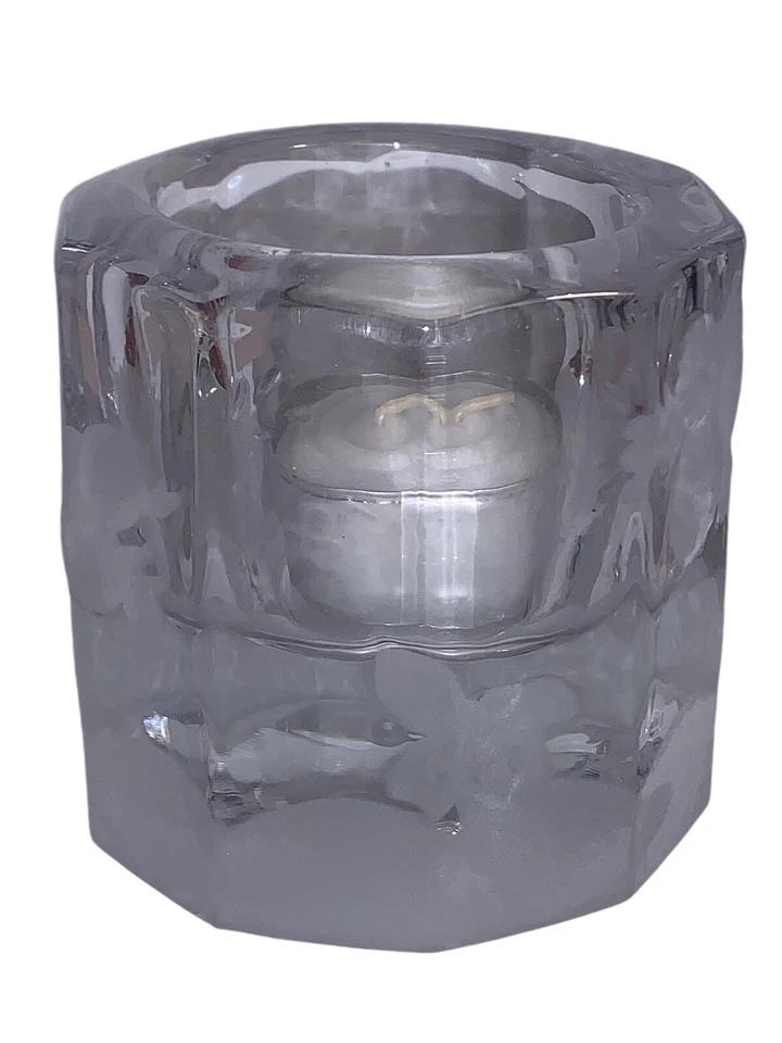 Candelabro de vidrio Studio Nova 3"x2,5" votivo “temporada alegre” WY276 caja abierta Foto 4 de 4