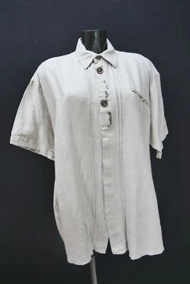 Trachtenhemd leichte Solo Leinenmischung kurzarm beige Besatz defekt Gr.XL 43 - Bild 1 von 4