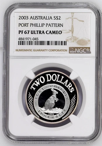 2003 Australia S$2 Dollars Silver Proof Coin Port Phillip Pattern NGC PF 67 UC