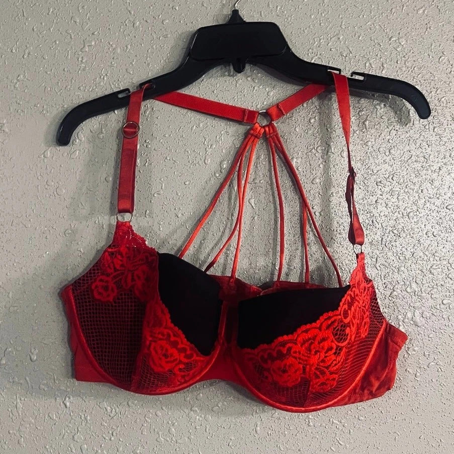 Lane Bryant Cacique 44D womens red & black razorback bra lace sexy feminine Y2K - Image 1 of 4