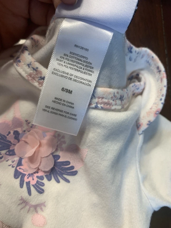 Nicole Miller New York Snap Bottom Bebé Niña 6-9 Meses Unicornio con Tutú Foto 3 de 4