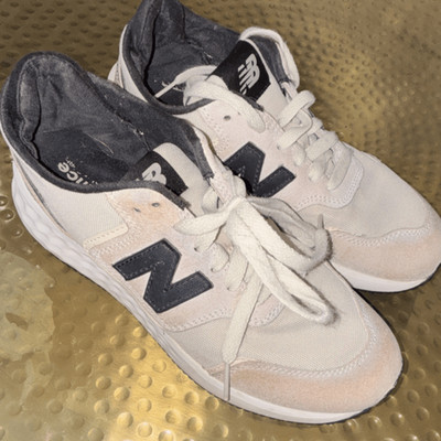 New Balance womens White Pink Beige Animal Print Low Top Lace-Up Sneakers size 7