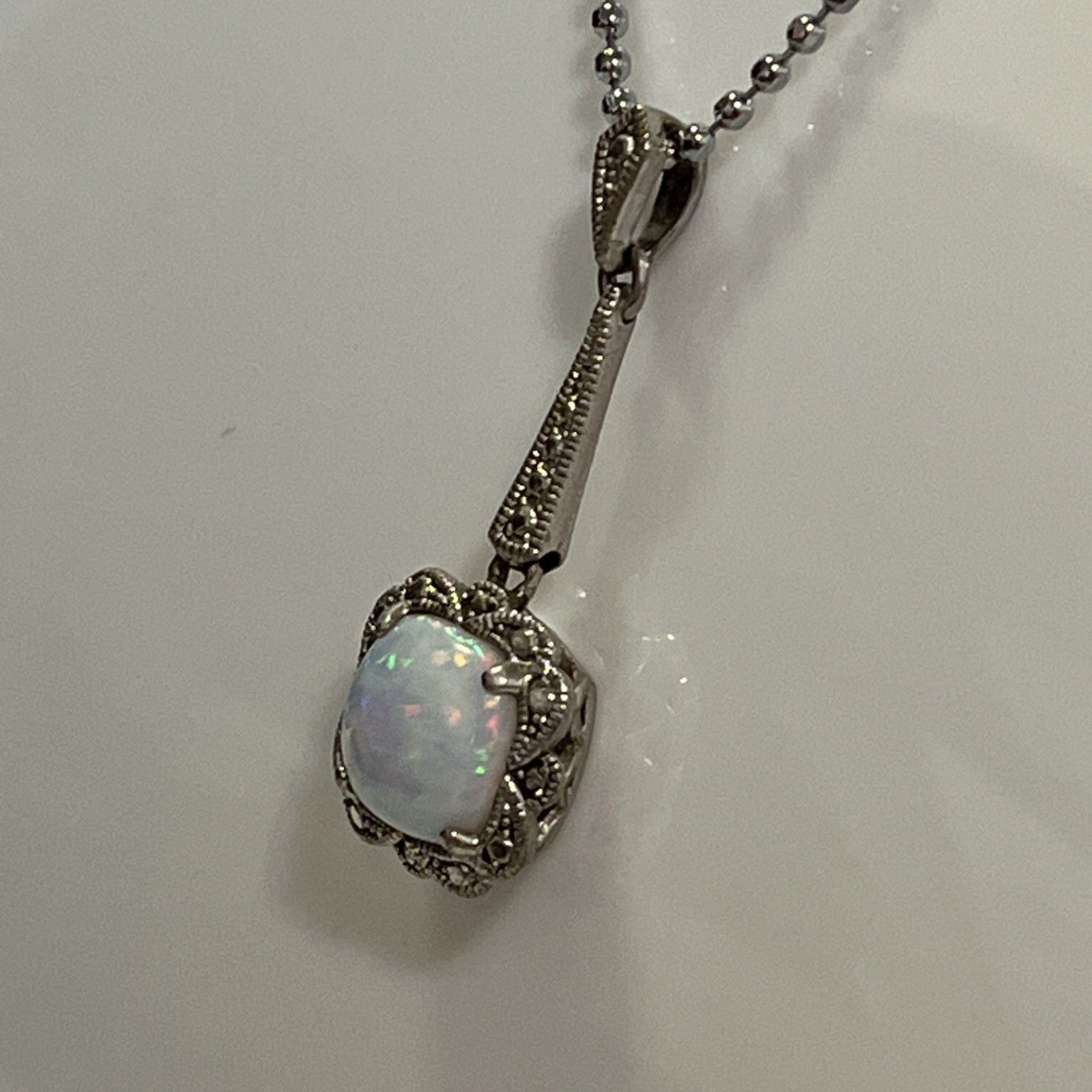 Opal Lab Created Dangle Pendent  925 Silver On St… - image 4