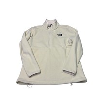 The North Face Womens XL Quarter Zip Fleece Pullover Cream Off White Logo Mock
