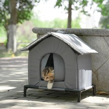 Outdoor Cat House Pet Supplies Elevated Weatherproof Insulated Stray Cat Shelter