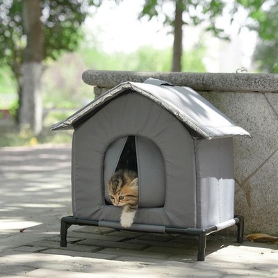 Outdoor Cat House Pet Supplies Elevated Weatherproof Insulated Stray Cat Shelter