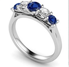 2CT Round Simulated Blue Sapphire Women's Engagement Ring 14K White Gold Plated