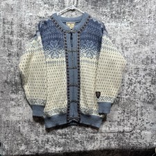 Vintage Dale Of Norway M Wool Cardigan Sweater Nordic Fair Isle Clasp Chunky