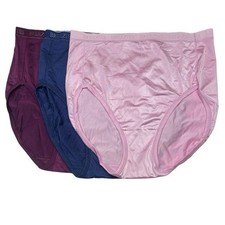 Breezies Set of 3 Nylon Microfiber Hi-Cut Briefs Large A287800 12971