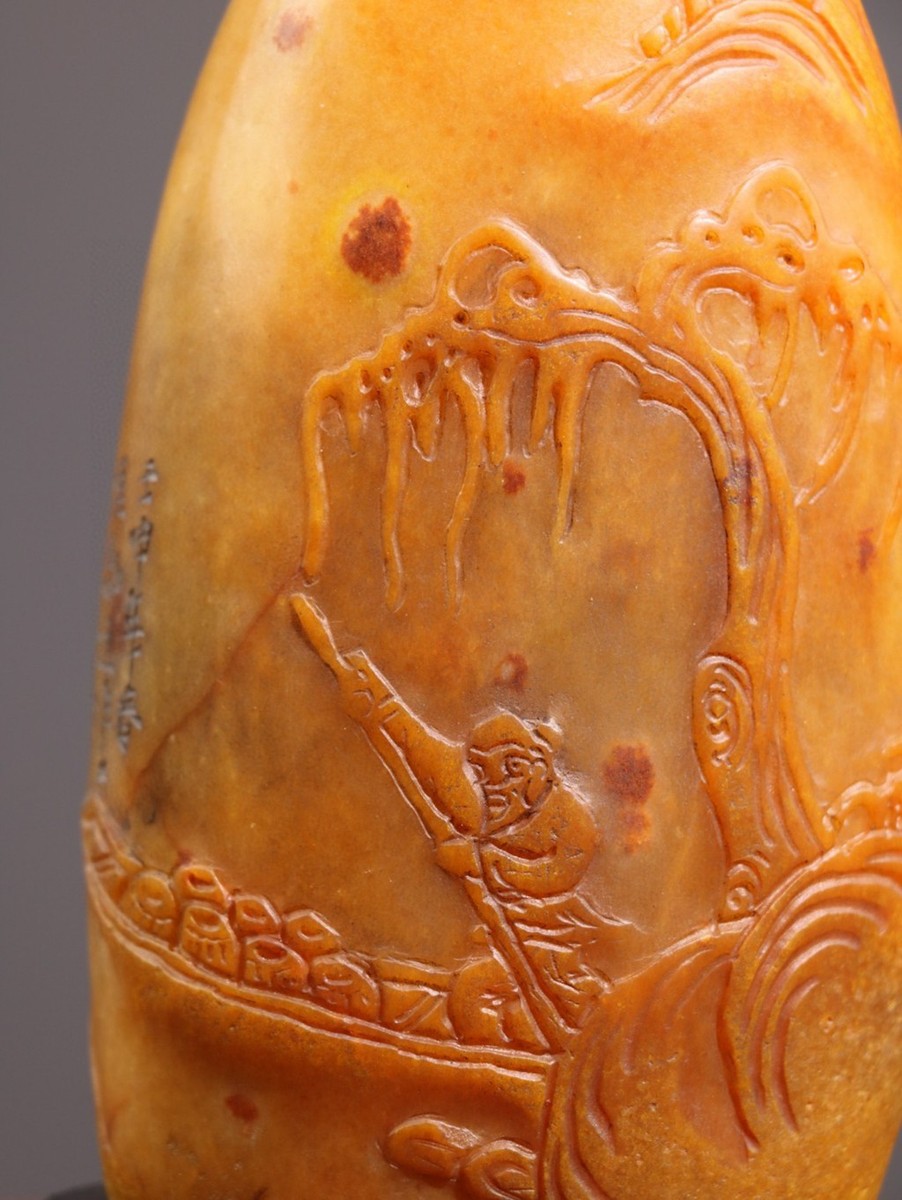 Chinese Natural Shoushan Stone Handcarved Exquisite Landscape