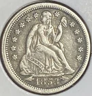 1853 P Seated Liberty Silver Dime With Arrows XF