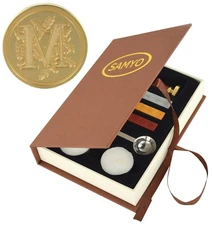 Wax Seal Stamp Kit Creative Sealing Wax Stamp Maker Gift Set Brass Color Head...
