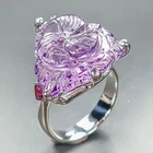 AAA carving 26 ct+ Natural Amethyst Ring 925 Sterling Silver Size 7.5 /R468092