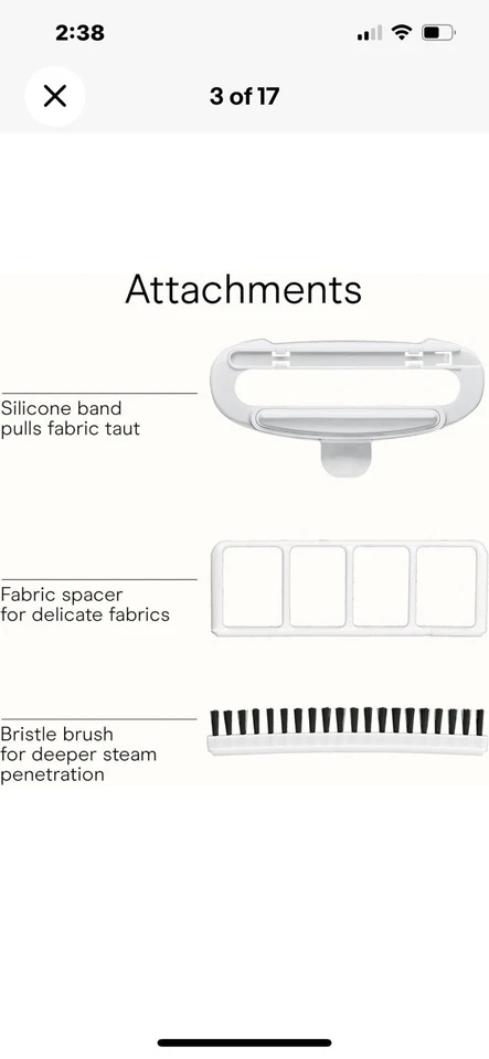 Conair 手持服装蒸发器 1875W 白色/香槟使用一次 72 美元标价 — 第 2/4 张图片