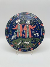 Antique Persian Qajar Style Ceramic Pottery Round Tile 6 1/4" Hand Painted