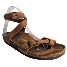 BIRKENSTOCK Yara Oiled Leather Ankle Strap Sandal Habana Brown Women's 6-6.5/37