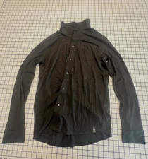 SmartWool Shirt men's Medium Button Up Merino Sport 150 Wool Blend Black Casual