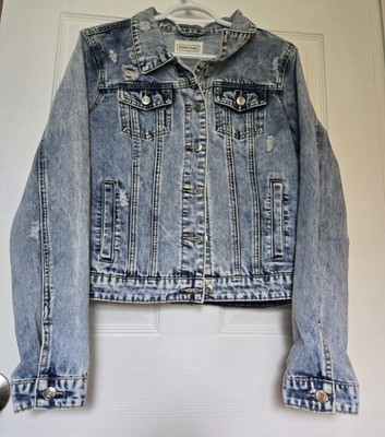 Ardene Eighty Two Denim Jacket Womens Large Acid Wash Long Sleeve Button Up
