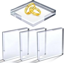 4 Pieces 6 X 6 X 1 Inch Acrylic Square Blocks for Display, Clear Polished Acryli
