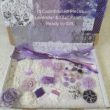 Ex Large Slow Stitch Kit Junk Journal Sewing Purple Fabric Lace Bundle A4 75pc