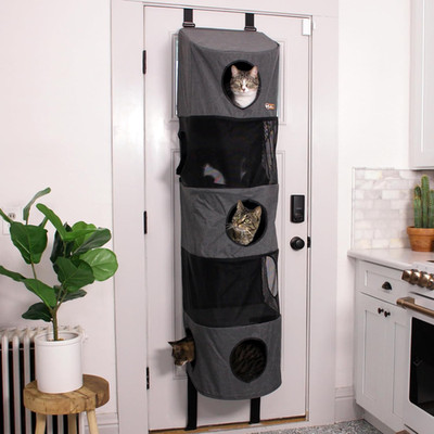 Hangin Cat Tree Condo 5 Level Door Mounted Cat Furniture, Space Saving, Mesh Lev