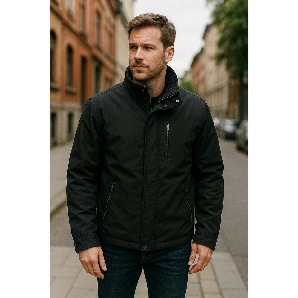 Roundtree & Yorke Black Water Resistant Full Zip Jacket Coat Mens Size L - Image 2 of 4