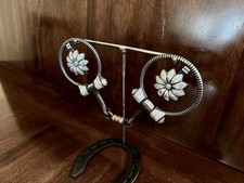 CLASSIC HANDMADE STERLING SILVER CHISELED DAISY SNAFFLE BIT MAKER MARKED GARCIA