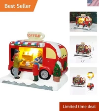 Lighted Hand-Painted Christmas Coffee Truck Village Decor - LED Tabletop Charm