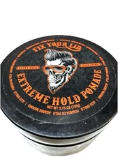 fix your lid extreme hold pomade 3.75oz scuffed exterior PLEASE LOOK AT AD PICS