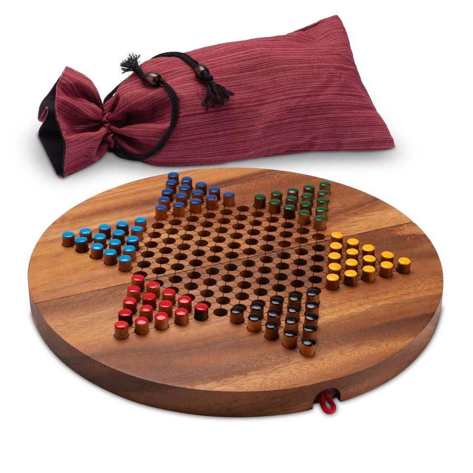 Halma Gr. XL für 2 bis 6 Spieler mit Stoffbeutel - Spielfeld 31 cm rund - 6 x 15 - Bild 1 von 4