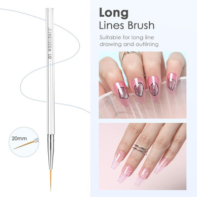 Modelones Nail Art Liner Brush Set, 5Pcs Thin Brushes for Gel Polish Designs