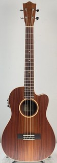 Ukelele eléctrico acústico barítono acacia LANIKAI ACST CEB con bolsa grietas superiores