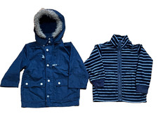 PETITE BATEAU DARK BLUE INTERCHANGE JACKET, FLEECE LINER, ZIP-OFF HOOD, KIDS 4