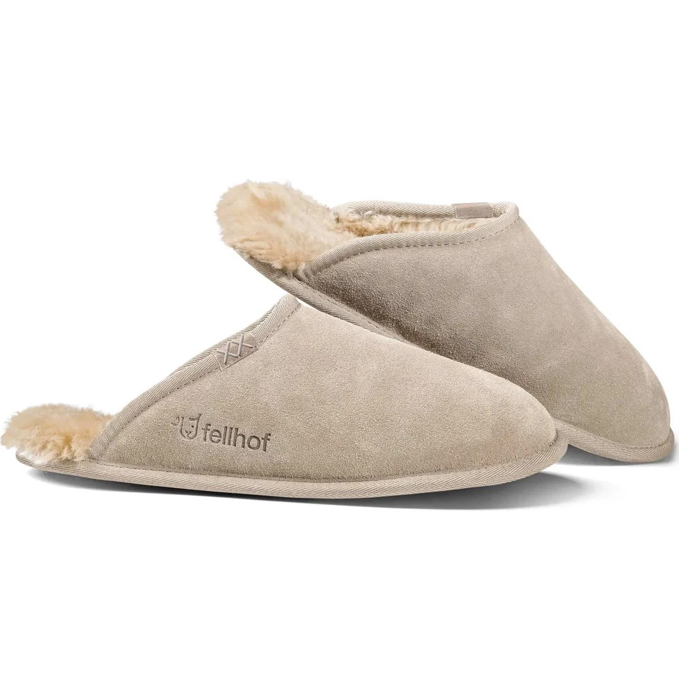 Fellhof Trendy Alpaka Unisex Lammfell-Pantoffel Beige (Sand)
