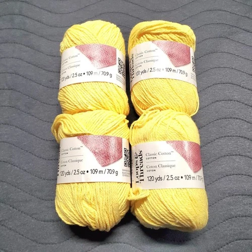 Loops & Threads Classic Cotton Yarn Banana 27004 Lot 4 Skeins 100% Cotton 120yd - product listing photo