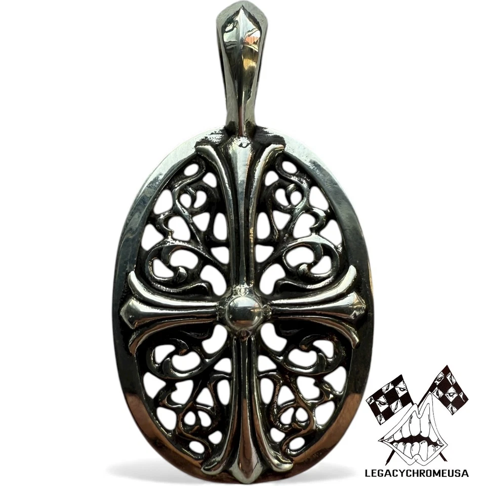 ОВАЛЬНАЯ ПОДВЕСКА ИЗ СЕРЕБРА 925 ПРОБЫ С ХРОМИРОВАННЫМИ СЕРДЦАМИ - Изображение 3 из 4