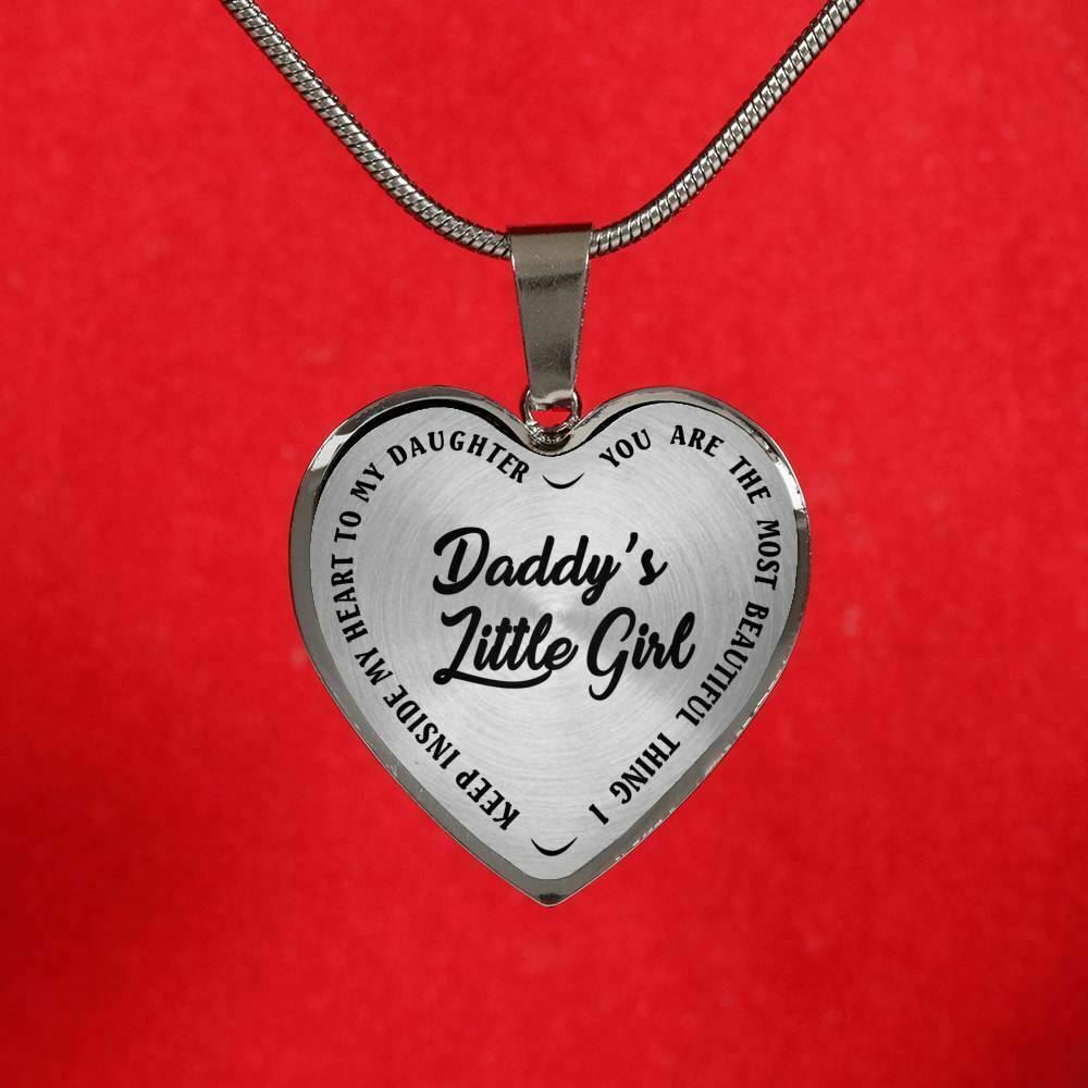 To My Daughter Heart Pendant Necklace Daddy's Little Girl Gift for