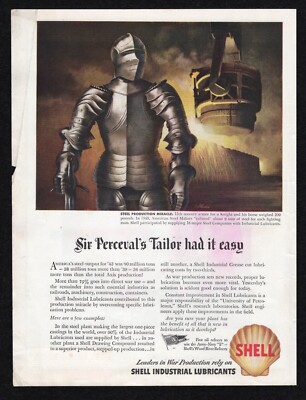 1944 Shell Industrial Lubricants Steel Sir Percevals Tailor Had It Easy Print Ad