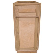 Kitchen Base Cabinet with Drawer  Shaker  Unfinished Poplar  15"