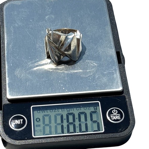 Brutalist Sterling Silver Ring Abstract Modernist Sculptural Design Size 7 - Picture 11 of 18