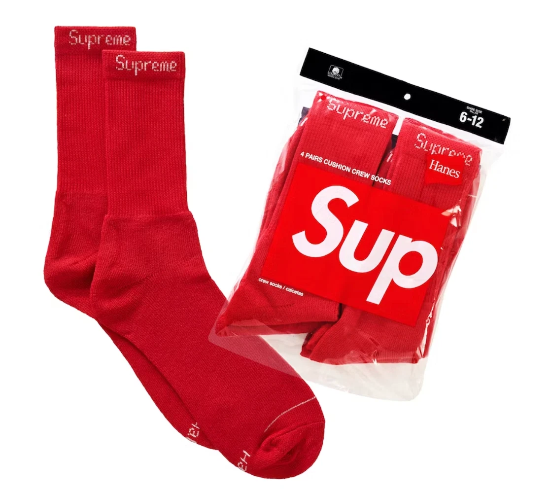 Chaussettes Supreme Hanes (lot de 4) rouges