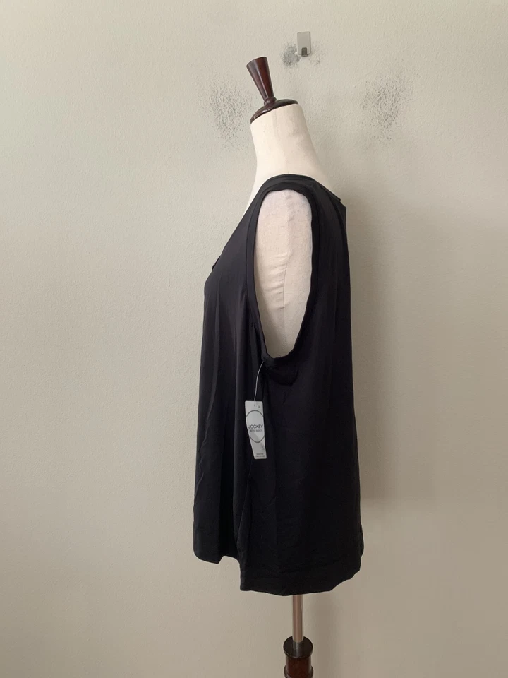 Novo com etiquetas! Regata Henley feminina Jockey tamanho XL microfibra elástica retrô sem mangas - Imagem 4 de 4