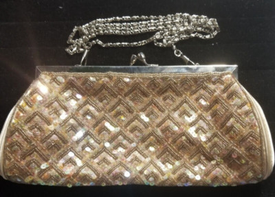 Vintage Handbag Designer Carlos Fellini Evening Bag Clutch Sequin & Beaded 