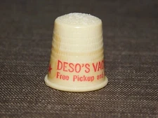 VINTAGE SEWING 7/8" HIGH DESO'S VACUUM CLEANER CO ALBANY  PLASTIC THIMBLE